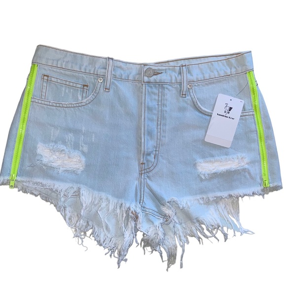 NWT Sandrine Rose x Free People Neon Zipper Denim Shorts - Picture 11 of 13